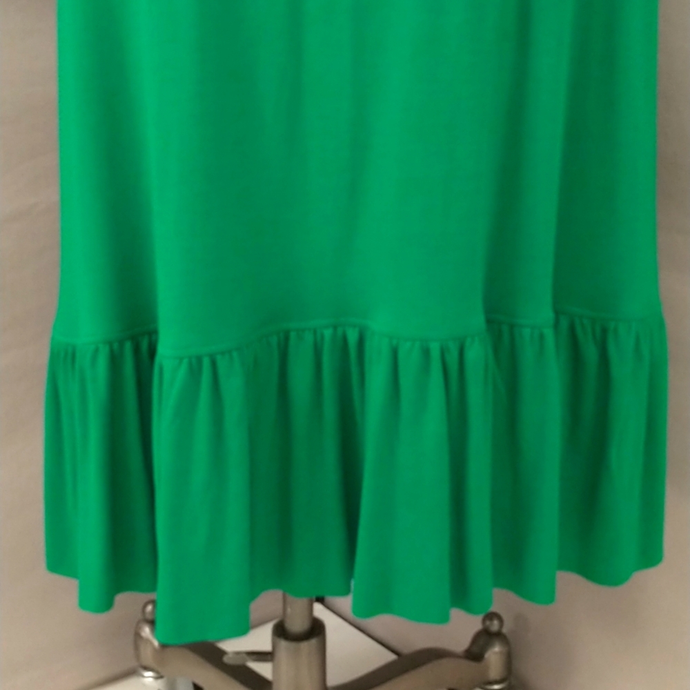 Emerald Green Knit Wrap Dress L K Bennett London Made in Portugal Ruffle sz 4-6 - Picture 6 of 10